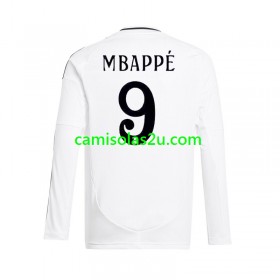 Camisolas de futebol Real Madrid Kylian Mbappé 9 Equipamento Principal 2024/25 Manga Comprida